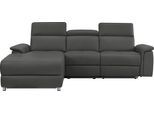 Ecksofa OTTO HOME "Pareli, L-Form, 259cm,m. Recamiere, Echtleder, Kunstleder, Webstoff", schwarz, B:259cm H:98cm T:163cm, Sofas, Ecksofa, man. o. elektr. Relaxfunktion, USB/Kopfteilverstellg u. LED