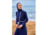 Marineblauwe, bescheiden badmode Burkini-set met volledige dekking