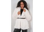 Lang Oversized Nepbont Jas Met Ceintuur