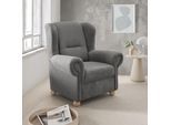 Ohrensessel HOME AFFAIRE "Torello Relaxsessel, toller Sitzkomfort, Breite 92cm, hohe Rückenlehne", grau (grau, braun), B:92cm H:102cm T:89cm, 100% Polyester, Sessel, Ohrensessel