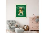 Bild mit Rahmen QUEENCE "Vintage Teddy Bär in Tennis Outfit", farbe rahmen: beige, farbe bild(er): weiß, B:40cm H:50cm T:1,5cm, Acrylglas, Holzrahmen, Bilder, HD Premium Poster-Druck inkl. Echtholzrahmen in beige
