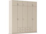 Kleiderschrank RAUCH "Schrank Garderobe Wäscheschrank GAMMA in 4 Breiten 91-226 cm", beige (beige (champagner), griffe alu), B:226cm H:248cm T:54cm, Holzwerkstoff, Schränke, Kleiderschrank, mit Schubladen und Schrankaufsatz, schlichtes Design MADE IN GERMANY