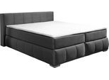 Boxspringbett HOME AFFAIRE "Chelles", grau (schiefer), B:187cm L:245cm, Samtoptik (100% Polyester);Bezug der Spiegelfläche Matratzendrell aus 100% Polyester;Struktur fein 100% Polyester), Komplettbetten, Boxspringbett, inkl. Topper,, in XXL- Überlänge 220 cm, Unterbox mit feine Wölbung