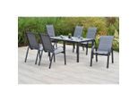 Gardenson , Graphitfarben, Grau , Metall, Glas, Textil , rechteckig , Rückenlehne mehrfach verstellbar ,