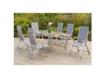 Gardenson , Grau, Naturfarben, Silberfarben , Textil, Metall, Kunststoff , rechteckig , Stühle klappbar, Rückenlehne mehrfach verstellbar ,