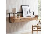 Wandschreibtisch 120cm Massivholz Stauraum Schreibtisch für die Wand Schwebend