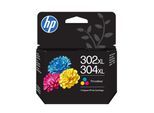 HP 302XL/304XL Cyan/Magenta/Gelb Original Druckerpatrone (B7RT8AE, kompatibel mit HP DeskJet 2620, 2622, 2630, 2632, 2633, 2634, 3630, 3633, 3639, 3720, 3750, 3760, 3762, 3764; HP Envy 4520, 4521, 4524, 4526, 4527, 4528, 5020, 5030, 5032; HP OfficeJet 3831