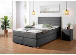 Boxspringbett HOME AFFAIRE "Östermoor", grau (anthrazit), B:158cm L:205cm, Komplettbetten, Boxspringbett, in H2, H3 oder H4 erhältlich
