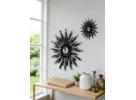 Wanddekoobjekt OTTO HOME "Sonne, goldfarben, im 2er Set: 35 und 46cm", schwarz, T:4cm Ø:46cm, Metall, Wanddekoobjekte, Wanddekoration aus Metall mit kleinem Spiegel in der Mitte