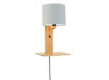 Good & Mojo , Naturfarben, Hellgrau , Holz, Textil , Bambus , 24x36x19 cm , LED-Leuchtmittel austauschbar ,