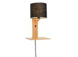 Good & Mojo , Naturfarben, Schwarz , Holz, Textil , Bambus , 24x36x19 cm , LED-Leuchtmittel austauschbar ,