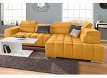 Ecksofa EXXPO - SOFA FASHION "Elias, aktuelle Kreuzsteppung im Sitz, bequem, Breite 307cm, L-Form", gelb (mustard), B:307cm H:94cm T:201cm, Struktur ( 100% Polyester), Sofas, Ecksofa, mit Kopf- bzw. Rückenverstellung, wahlweise mit Bettfunktion