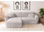Ecksofa HOME AFFAIRE "MIRELDA L-Form mit Steppungen, Recamiere rechts/links, Breite 253 cm", grau (hellbeige), B:253cm H:81cm T:157cm, 100% Polyester, Sofas, Ecksofa, Sitztiefe 62 cm, elegant und bequem, 2 Zierkissen, belastbar bis 480kg