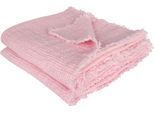 Wohndecke ZOEPPRITZ1828 "Honeybee", rosa (powder rose), B:130cm L:180cm, Leinen, Wohndecken, Wohndecke, Leinenplaid im Waffelpique