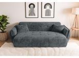 Big-Sofa HOME AFFAIRE "MIRELDA Design-Sofa mit Steppungen, hoher Sitzkomfort, Breite 251 cm", grau (dunkelgrau), B:251cm H:81cm T:116cm, 100% Polyester, Sofas, Big-Sofa, Sitztiefe 82,5 cm, elegant und bequem, Zierkissen, belastbar bis 480kg
