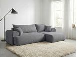 Ecksofa WERK2 "Ewela, modern, inkl. Bettfunktion & Bettkasten, bequem, Breite 265cm", anthrazit, B:265cm H:100cm T:145cm, 100% Polyester, Sofas, Ecksofa, moderner Boucle Bezug, Liegefläche 200/140cm