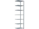 Schulte Lagertechnik Fachbodenregal Stecksystem MultiPlus250, Anbauregal, 7 Fachböden, Kreuzstrebe, B 750 x T 600 x H 3000 mm, silbergrau/verzinkt