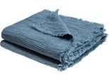 Wohndecke ZOEPPRITZ1828 "Honeybee", blau (denim), B:130cm L:180cm, Leinen, Wohndecken, Wohndecke, Leinenplaid im Waffelpique