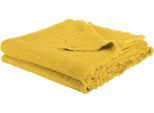 Wohndecke ZOEPPRITZ1828 "Honeybee", gelb (curry), B:130cm L:180cm, Leinen, Wohndecken, Wohndecke, Leinenplaid im Waffelpique