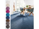 Teppichboden ANDIAMO "Sophie, Frisee-Velours, Gesamthöhe 12 mm, Luxusklasse LC3", blau (dunkelblau), B:500cm L:300cm, Kunstfaser, Teppiche, Uni Farben, Breite 400 cm oder 500 cm, strapazierfähig & pflegeleicht