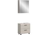 Badmöbel-Set WELLTIME "FLORENZ, 2-tlg. Bad-Kombination, hochwertige MDF-Front", beige (kaschmir), B:60cm H:185cm T:30cm, Kastenmöbel-Sets, Badmöbel-Set, Bad-Kombination, Bad-Möbel, Badezimmer, Kombination, Kombi