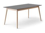 Esstisch HAMMEL FURNITURE "Meza Designtisch mit Auszugsfunktion und 2 Einlegeplatten", grau (graphit, naturfarben), B:210cm H:73,5cm T:100cm, Tischplatte: Graphit nanobehandeltes Fenix-Laminat (schwarzer Rand), Gestell: Weiß pigmentiertes Eiche;Mit nanobehandeltem Laminat, einer matten, seidigen Oberfläche, die Fingerabdrücke abweist und langlebig und hygienisch ist;Mit nanobehandeltem Laminat, ei