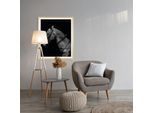Bild mit Rahmen QUEENCE "Pferd, Pferdeprofil", schwarz (farbe rahmen: beige, farbe bild(er): grau), B:40cm H:50cm T:1,5cm, Acrylglas, Holzrahmen, Bilder, HD Premium Poster-Druck inkl. Echtholzrahmen in beige