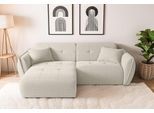 Ecksofa HOME AFFAIRE "MIRELDA L-Form mit Steppungen, Recamiere rechts/links, Breite 253 cm", beige, B:253cm H:81cm T:157cm, 100% Polyester, Sofas, Ecksofa, Sitztiefe 62 cm, elegant und bequem, 2 Zierkissen, belastbar bis 480kg