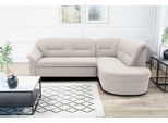 Ecksofa DOMO COLLECTION "Faenza für kleine Räume, Stellmaße 232x176cm, komfortabel, L-Form", beige, B:232cm H:88cm T:176cm, 92% Polyester, 8% Nylon, Sofas, Ecksofa, mit Ottomane, zeitlos, elegante Armlehnen, wahlweise mit Bettfunktion