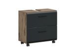Mid.you , Schwarz, Eiche dunkel , Holzwerkstoff , 2 Schublade(n) Schubladen , 60x58x30 cm , stehend ,