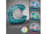 REALITY LEUCHTEN LED Tischleuchte "SHELLY, Deko Tischlampe in Muschelform mit RGB Farbwechsel, 0,8W 15Lm", türkis, 1, H: 14,5cm, 1 Stk., Leuchten, Muschel Tischlampe mit Glitzerkugel und Farbwechsel inkl USB-Ladekabel, LED Tischleuchte