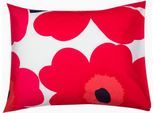 Kissenbezug MARIMEKKO "UNIKKO", rot (weiß, rot), B:80cm H:1cm L:80cm, Perkal (Bio-Baumwolle), Obermaterial: 100% Baumwolle, Kissenbezüge, Kissenbezug, in 80x80cm, passend zum Bettbezug UNIKKO