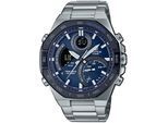 Smartwatch CASIO EDIFICE, bunt (dunkelblau, silberfarben, silberfarben, blau), Smartwatches, Herren, Smartwatch, Solaruhr,Armbanduhr,Herrenuhr,Stoppfunktion,Edelstahlarmband,Bluetooth