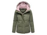 Marikoo dames gewatteerde jas Omariaa met colorblock & afneembare capuchon