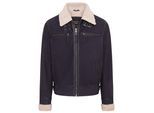 Heren blauw echt schaap suède bomber pilotenjack - Sandnes