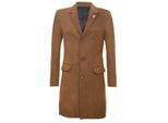 Lange bruine wollen slim-fit overjas voor heren