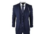 Heren 3-delig marineblauw geruit tweed retro klassiek pak