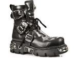 New Rock Silver Cross zwart lederen bikerlaarzen-407-S1