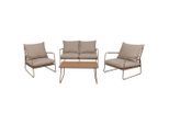 Ambia Garden Gartenset, Natur, Beige, Textil, 4-teilig, Füllung: Schaumstoff,Polyester, Tisch mit Glasplatte, Gartenmöbel, Gartenmöbel-Sets