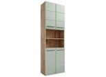 Mid.you Hochschrank , Eichefarben, Schilfgrün , Kunststoff , 2 Fächer , 60x190x31 cm , stehend , Badezimmer, Badmöbelsets & -serien, Badmöbelserien