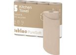 Satino Küchenrollen PureSoft, 3-lagig, mit Prägung, L 14 m x B 220 mm, 100 % Recycling-Karton, soft beige, 4 x 64 Blatt