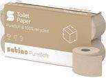 Satino Toilettenpapier PureSoft, 4-lagig, mit Prägung, L 18 m x B 94 mm, 100 % Recycling-Karton, soft beige, 8 x 130 Blatt