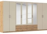 Kleiderschrank RAUCH "Schrank Garderobe Ankleide GAMMA Breiten 91/136/181/226/271/315/360 cm", eiche artisan, beige (champagner), griffe chrom, B:360cm H:210cm T:54cm, Holzwerkstoff, Schränke, Kleiderschrank, verschiedene Griff-Varianten, mit Spiegel TOPSELLER MADE IN GERMANY