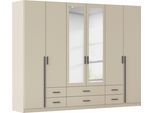 Kleiderschrank RAUCH "Schrank Garderobe Ankleide GAMMA Breiten 91/136/181/226/271/315/360 cm", beige (champagner), griffstangen graumetallic, B:271cm H:210cm T:54cm, Holzwerkstoff, Schränke, Kleiderschrank, verschiedene Griff-Varianten, mit Spiegel TOPSELLER MADE IN GERMANY