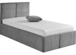 Polsterbett, grau, B:128cm L:210cm, Bezug. Hochwertiger Breitcord, 100% Polyester pflegeleicht, Polsterung: Polsterwatte, Material Gestell: gepolsterter Holzwerkstoff, WESTFALIA SCHLAFKOMFORT, Betten, Polsterbett
