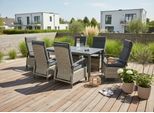 Garten-Essgruppe KONIFERA "Menton", dunkelgrau, Aluminium, Wicker/Kunststoffgeflecht, Sitzmöbel-Sets, bestehend aus 6 Sesseln mit 6 Sitzauflagen und 1 Tisch