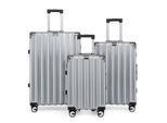 Hardshell Zilveren Kofferset Robuuste 8 Wiel Bagage Cabine Tas