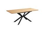 Mid.you Esstisch, Natur, Schwarz, Metall, Holzwerkstoff, rechteckig, Flachrohr, 80x76x140-180 cm, ausziehbar, Esszimmer, Tische, Esstische, Esstische ausziehbar