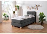 Boxspringbett HOME AFFAIRE "Fargo", grau (anthrazit), B:103cm L:207cm, Struktur fein (100% Polyester);Samtstoff (100% Polyester), Komplettbetten, Boxspringbett, inkl. Topper, in 3 Matratzenarten, in Samt- oder Strukturstoff