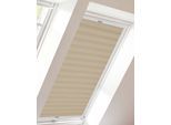 Dachfensterplissee SUNLINES "StartUp Style Crush", beige (creme, weiß), B:38,4cm H:53,9cm, Obermaterial: 100% Polyester, Plissees, Dachfensterplissee, mit Führungsschienen